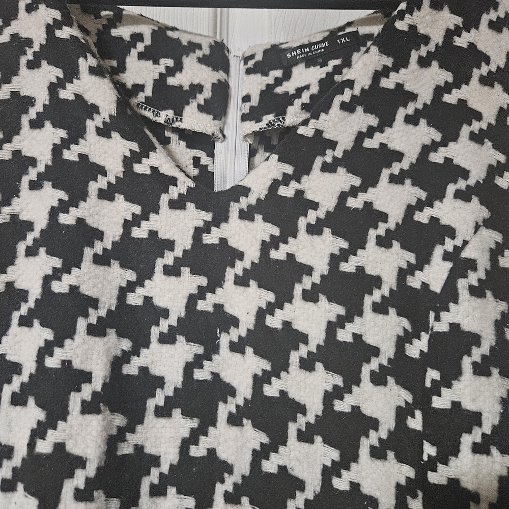 SHEIN Black and White Houndstooth Mini Dress - Picture 2 of 2
